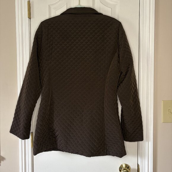 Calvin Klein Quilted Zip-Up Jacket, Dark Brown, Faux Fur Lined, Size M - Picture 4 of 8